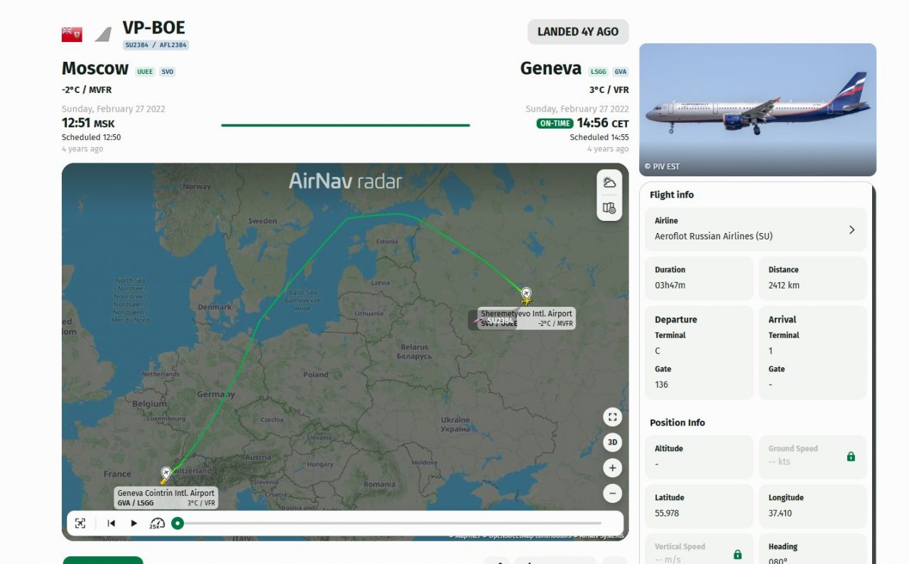 Pozabljeni ruski Airbus je s polnimi rezervoarji v Ženevi parkiran že 1664 dni Pozabljeni ruski Airbus je s polnimi rezervoarji v Ženevi parkiran že 1664 dni